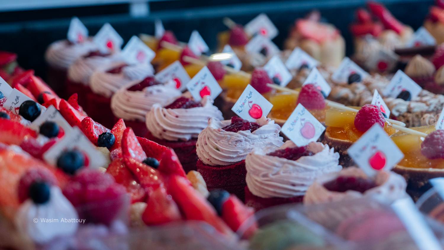 Pastries and bread in a bakery display